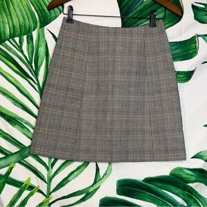 Babaton 0/2 Grey Black Houndstooth High Waist A-Line Office Preppy Mini Skirt